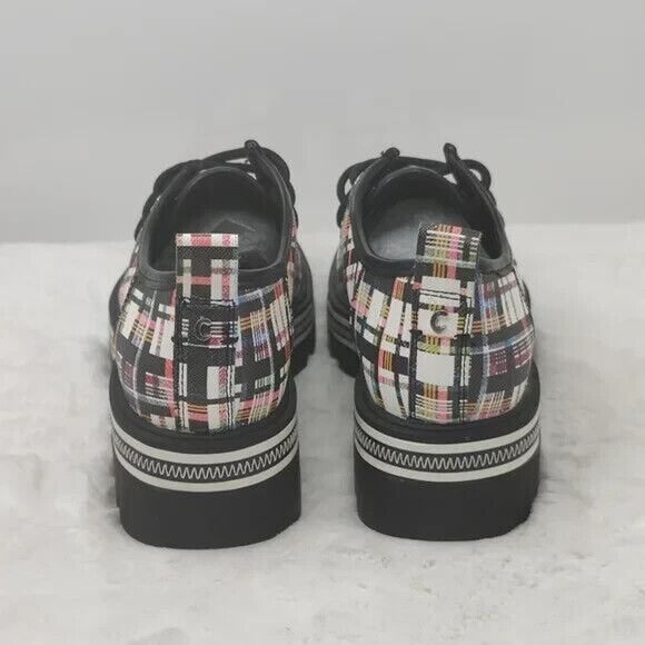 New Multicolor Plaid Lace Up Platform Loafers - Picture 5 of 6